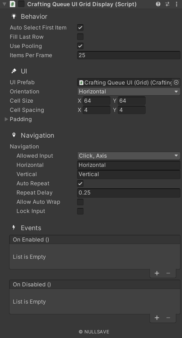 "Crafting Queue UI Grid Display"