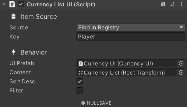 "Currency List UI"