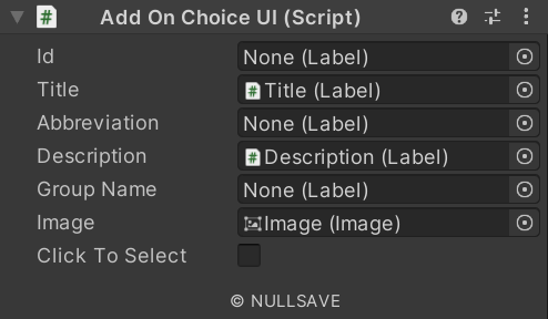 "Add On Choice UI"