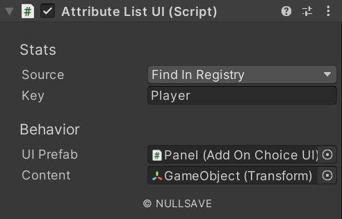 "Attribute List UI"