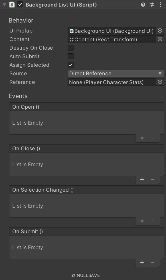 "Background List UI"