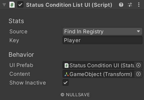 "Status Condition List UI"